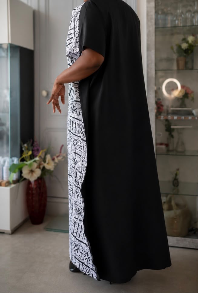 Robe en pagne africain design bicolore