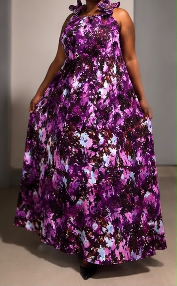 Robe Pagne africain longue fluide à imprimé abstrait